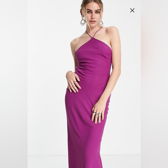 ASOS | Dresses | Asos Design Soft Halter Bias Maxi Dress Magenta | Poshmark